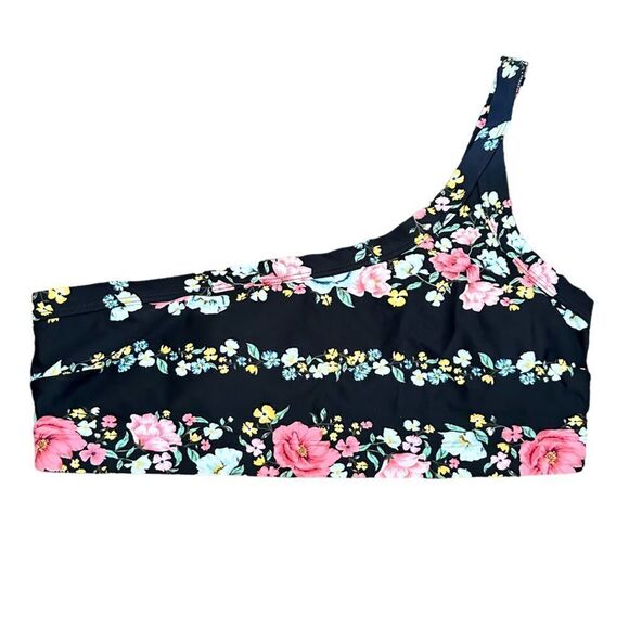 Old Navy One Shoulder Black Floral Bikini Top - Picture 1 of 5